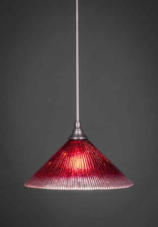 Stem 1-Light Pendant with Hang Straight Swivel, Brushed Nickel/Raspberry Crystal