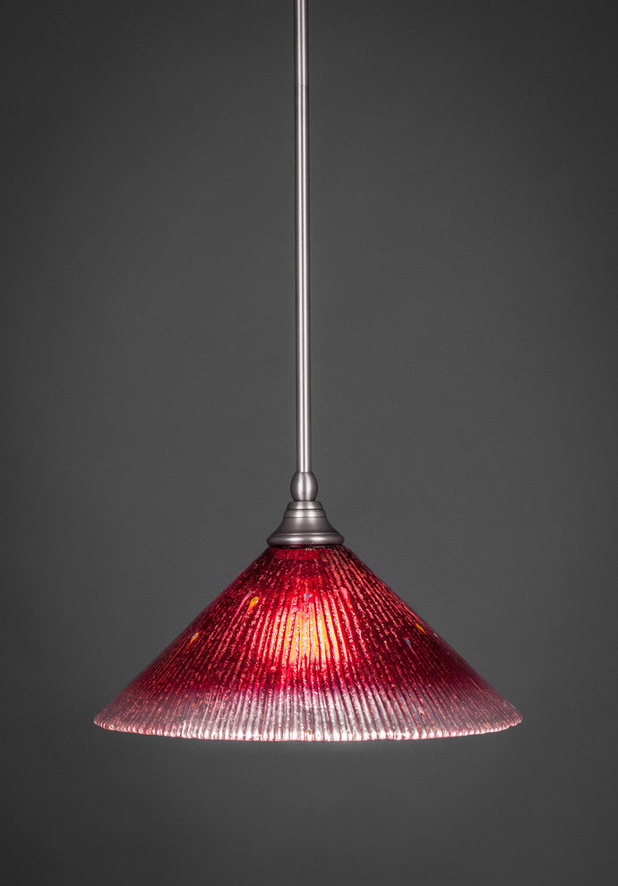 Stem 1-Light Pendant with Hang Straight Swivel, Brushed Nickel/Raspberry Crystal