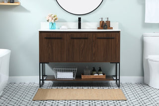 Sue 48" Single Bathroom Vanity, Walnut, With Backsplash