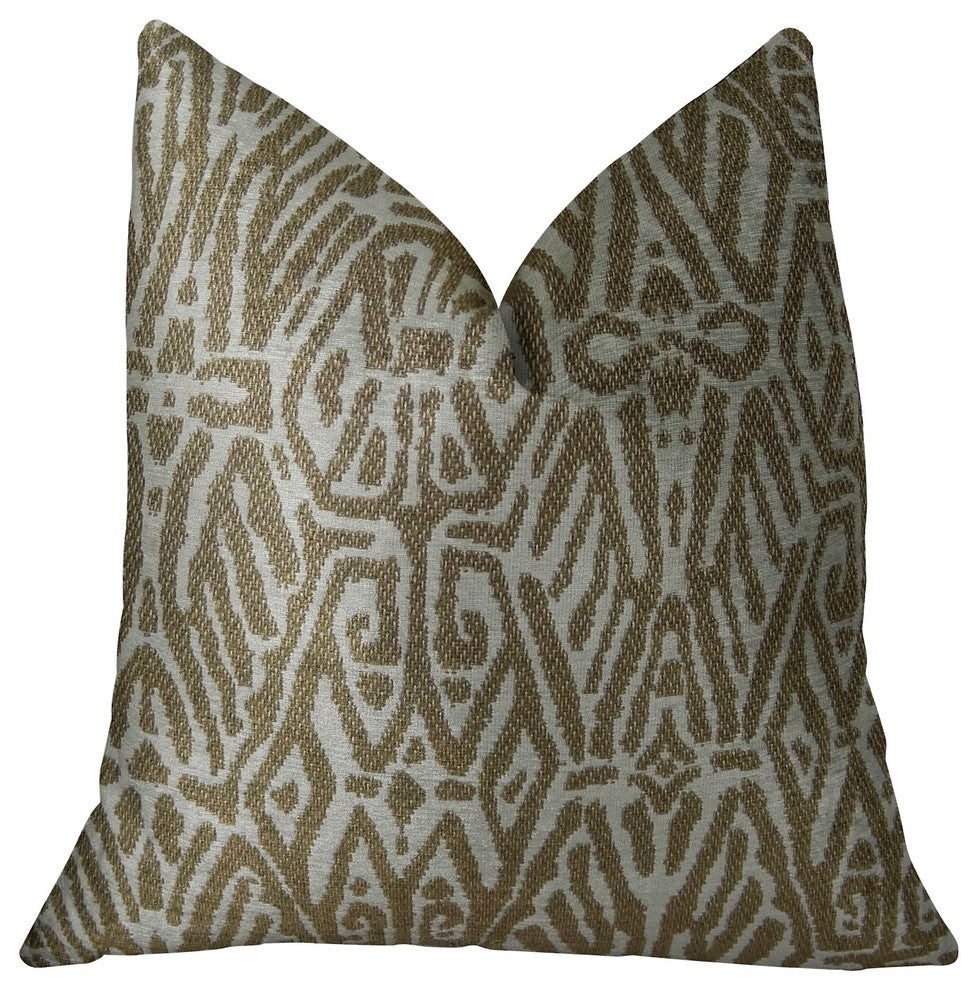 Cherokee Light Brown and Cream Handmade Luxury Pillow, 22"x22"