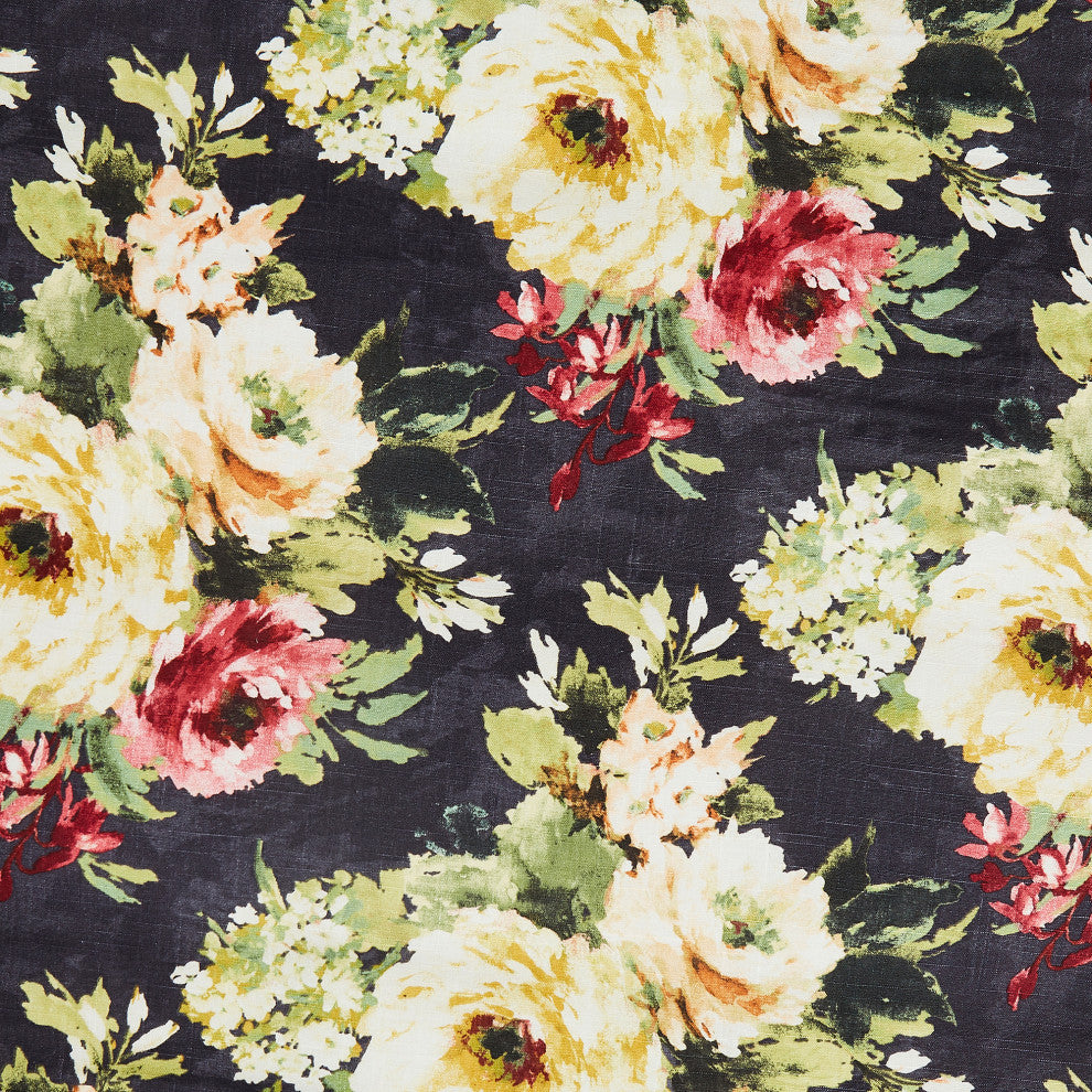 Peony Flanged Euro Sham, 27"x27", 1 Piece, Charcoal