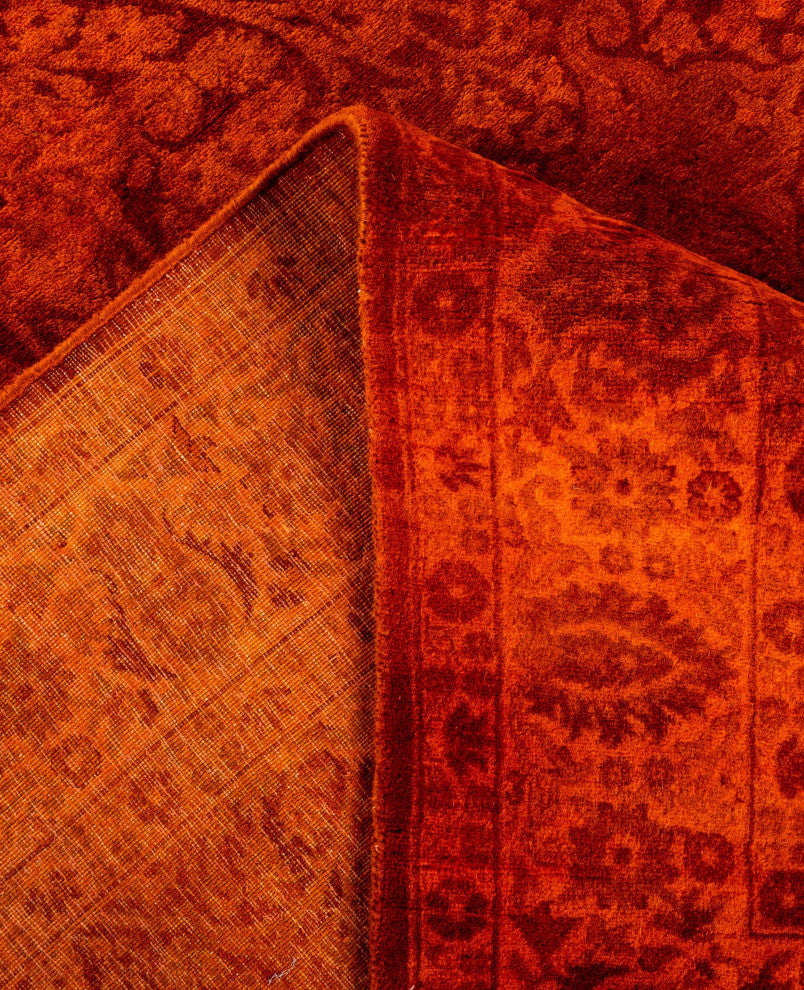 Overdyed One-of-a-Kind Hand-Knotted Area Rug Orange, 4' 2" x 6' 0"