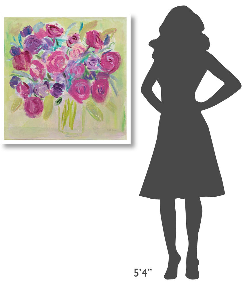 "Pink Roses" Digital Paper Print by Farida Zaman, 32"x32"