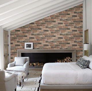 Brick Pattern Wallpaper, Dusty Red/Brown, Bolt