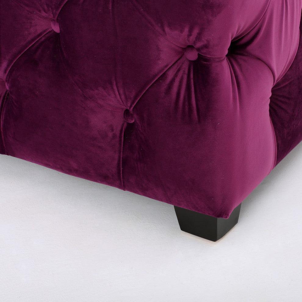 GDF Studio Provence TModern Glam Tufted Velvet Ottoman Bench, Purple