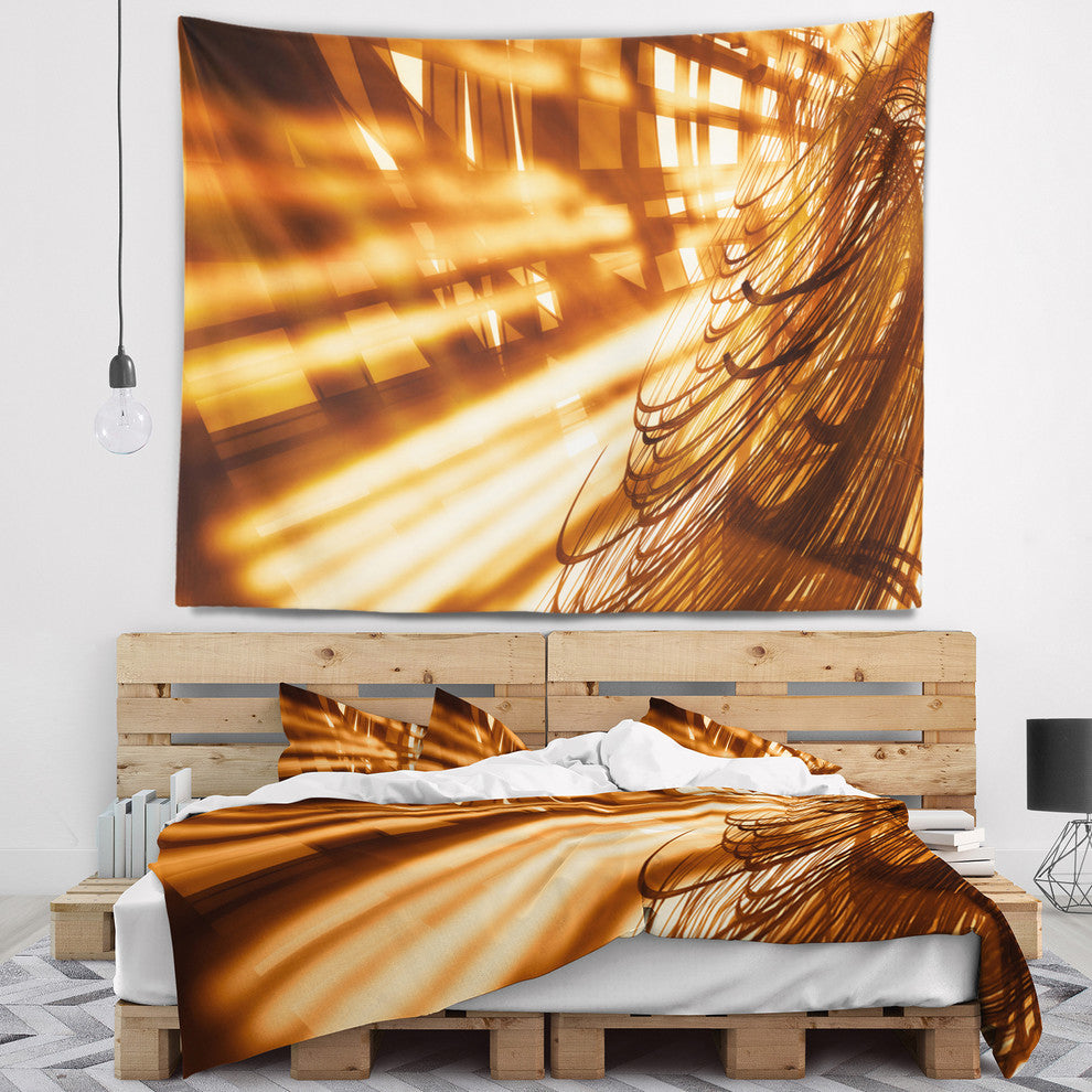 Fractal 3D Brown Bold Tangle Contemporary Wall Tapestry, 39"x32"