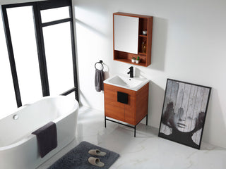 Bathroom Vanity Set, Spicy Walnut, 24", Black Hardware