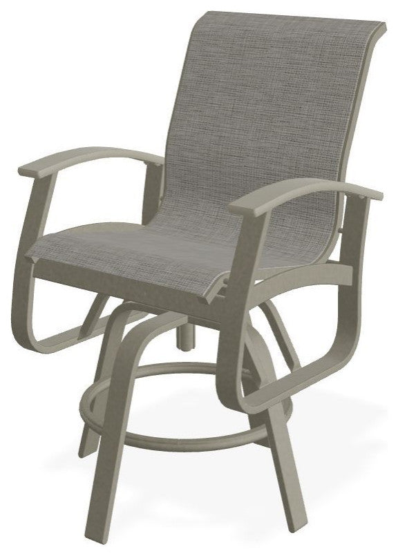 Belle Isle Sling Balcony Height Outdoor Swivel Chair, Burke/Storm