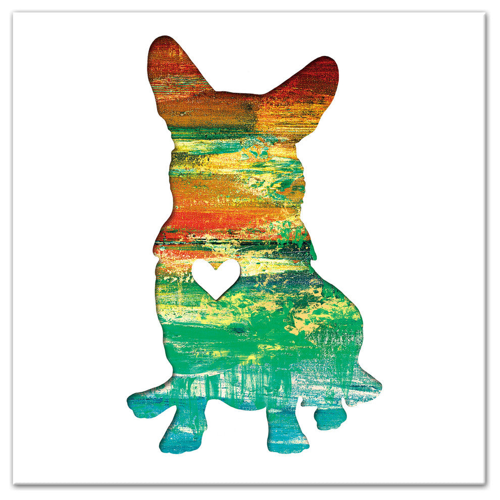 Designs Direct Creative Group Paint Silhouette Corgi 12x12 Canvas Wall Art