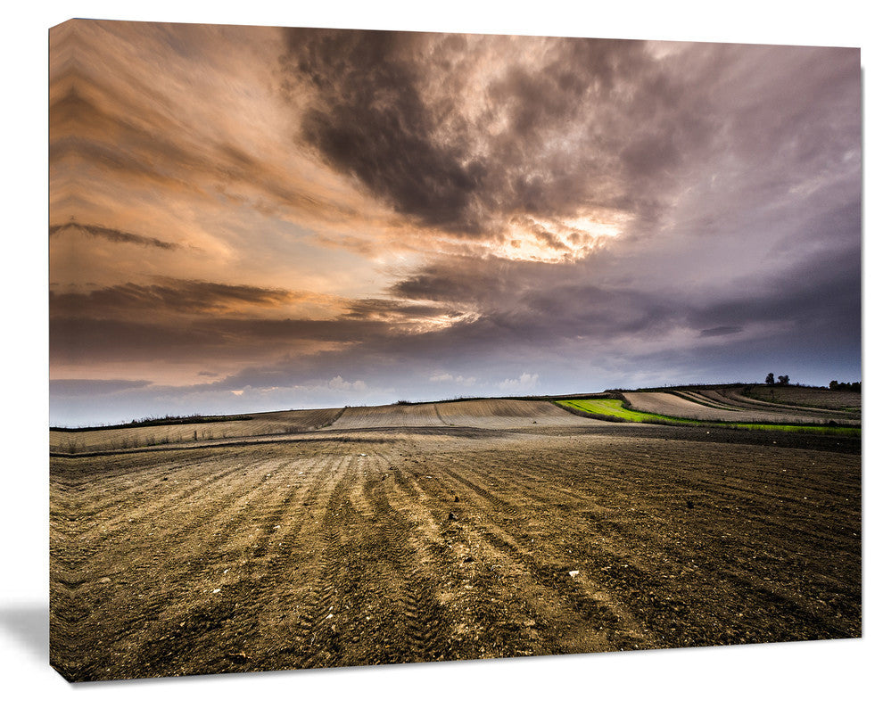 Field Waiting for Cultivation, Landscape Canvas Art Print, 40"x30"