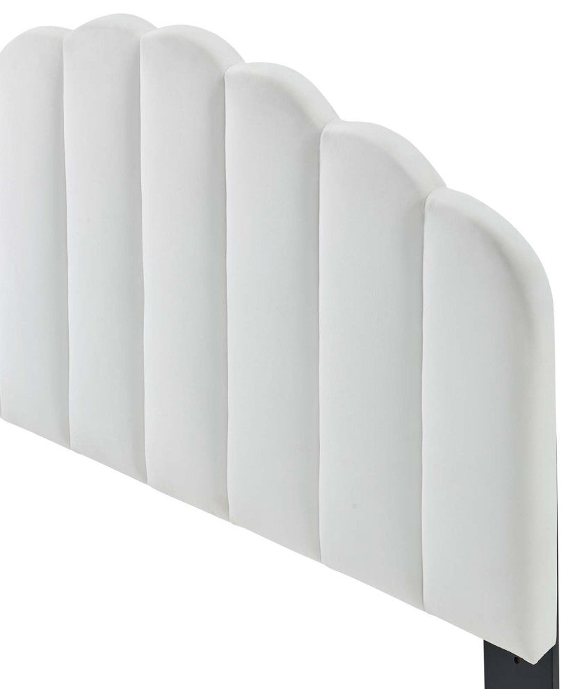 Headboard, Twin Size, Velvet, Dark Gray, Modern Contemporary, Bedroom, White