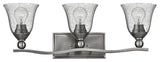 Hinkley Bolla Medium Three Light Vanity, Brushed Nickel With Clear Glass