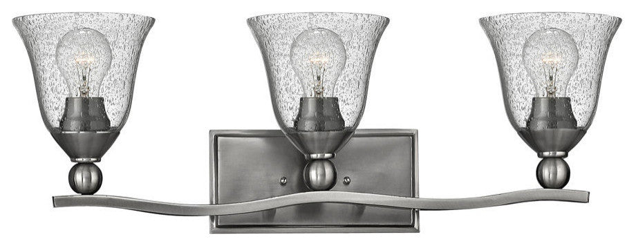 Hinkley Bolla Medium Three Light Vanity, Brushed Nickel With Clear Glass