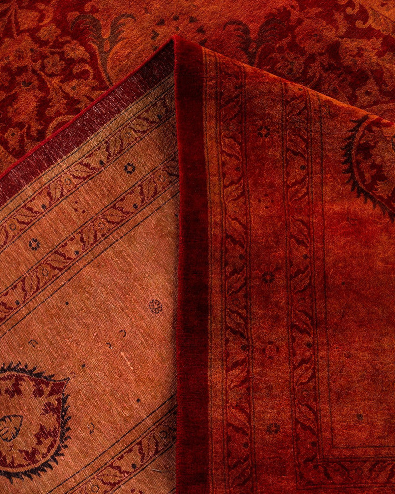Overdyed, One-of-a-Kind Hand-Knotted Area Rug Orange, 12'4"x16'10"