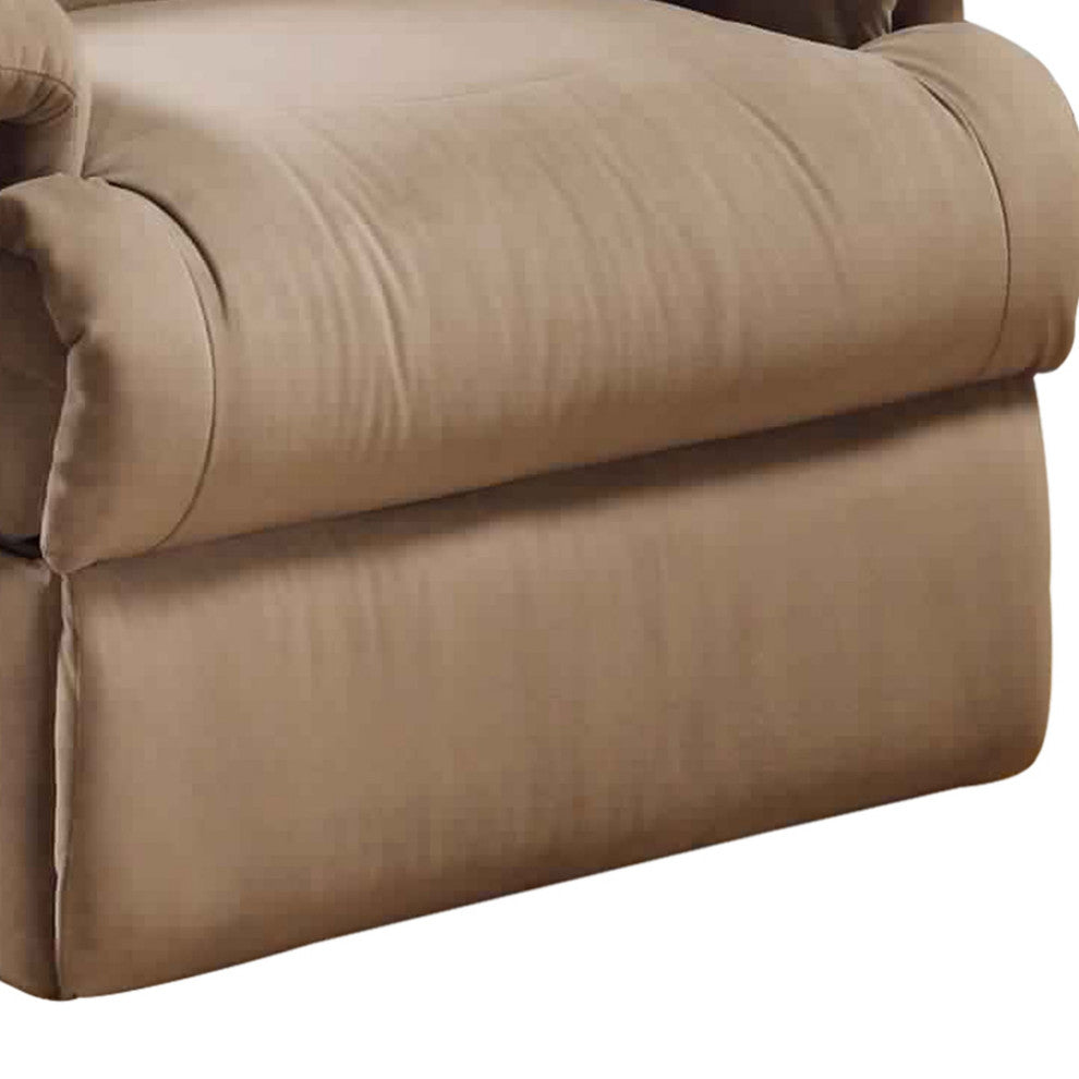 Benzara BM280247 Deby 35" Motion Recliner Chair, Soft Microfiber Seat, Brown