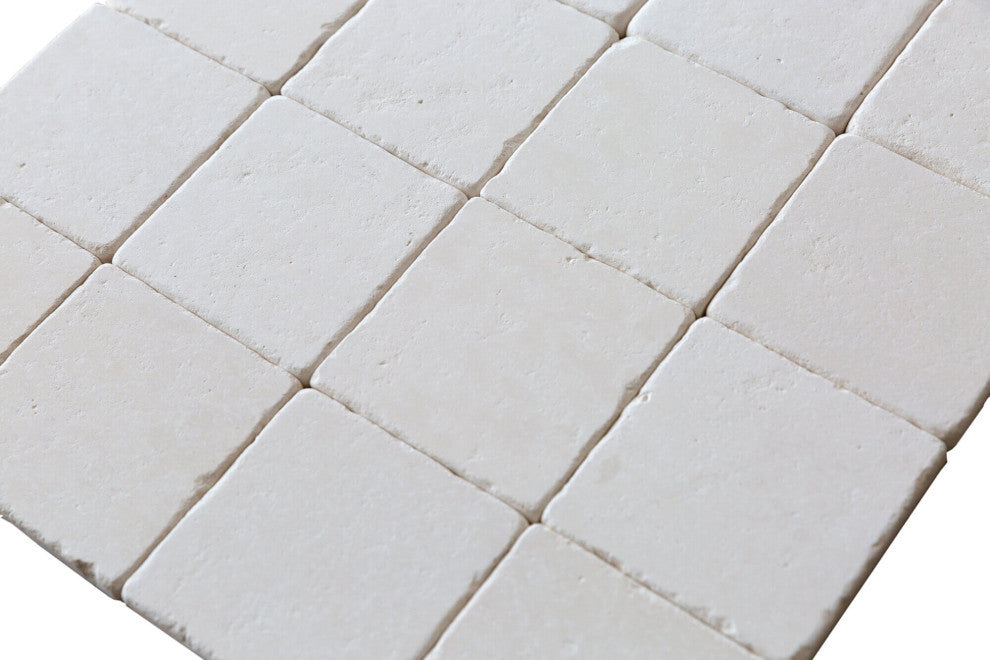 Champagne Pearl Limestone  - Tumbled - 4"x4"x3/8", 130 Sqft Boxed