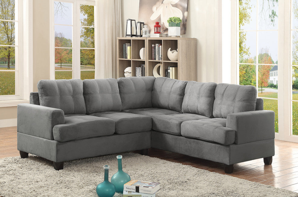 Sandridge 80" W 2 Piece Microfiber L Shape Sectional Sofa, Gray