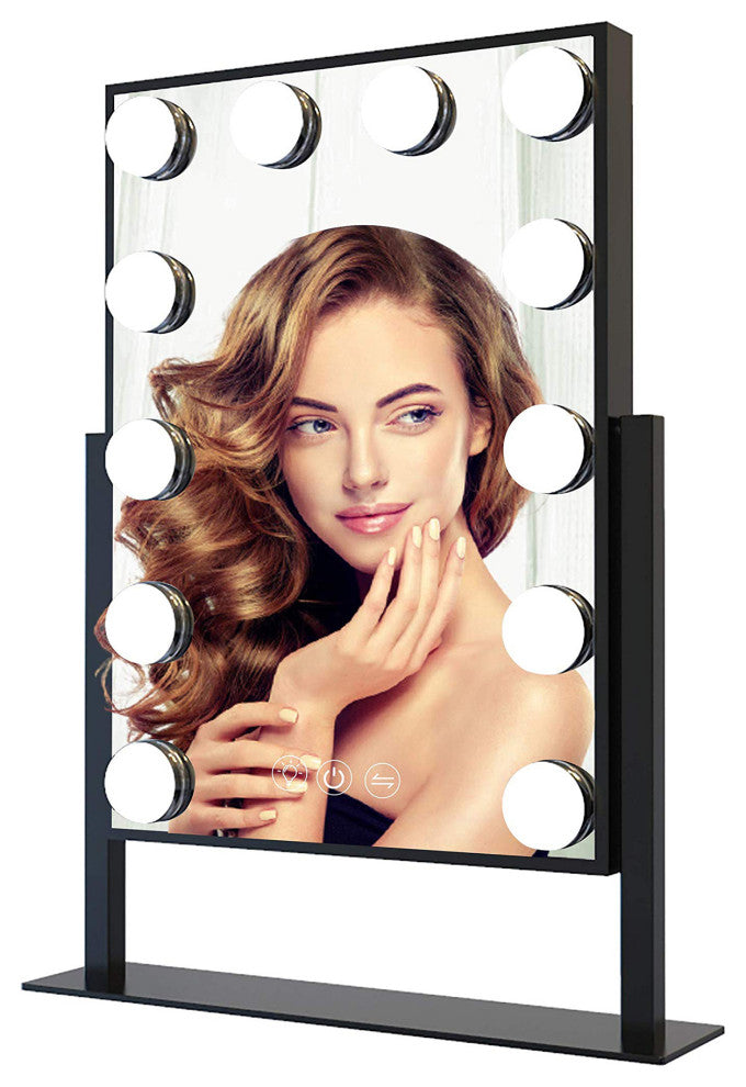 Hollywood Tri Tone XL LED Makeup Mirror with 360 Degree Swivel, Black