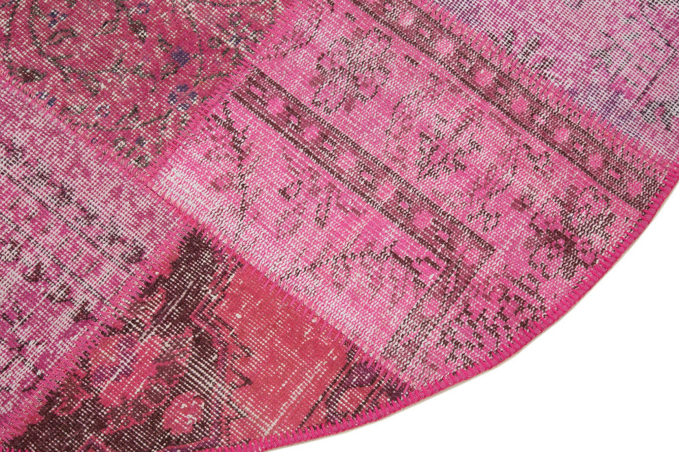 Rug N Carpet - Handwoven Anatolian 5' 1" x 5' 1" Wool Round Patchwork Rug