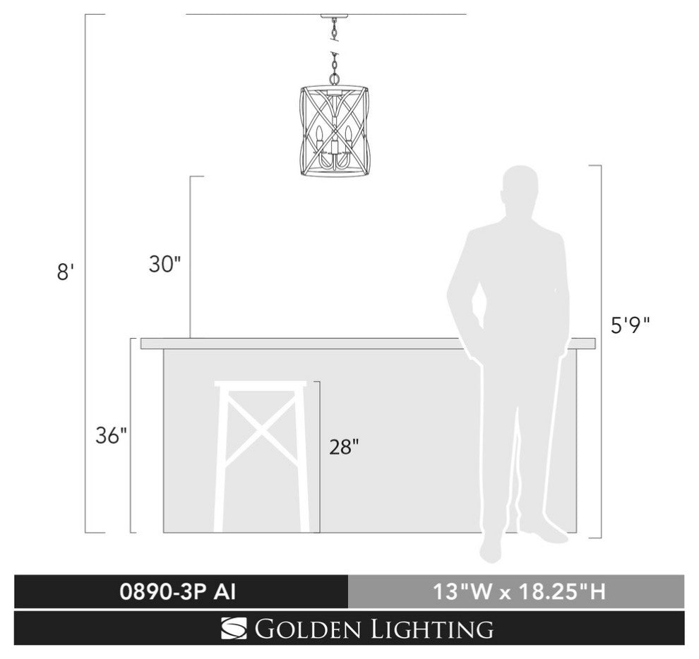 Alcott 3-Light Pendant, Antique Ivory
