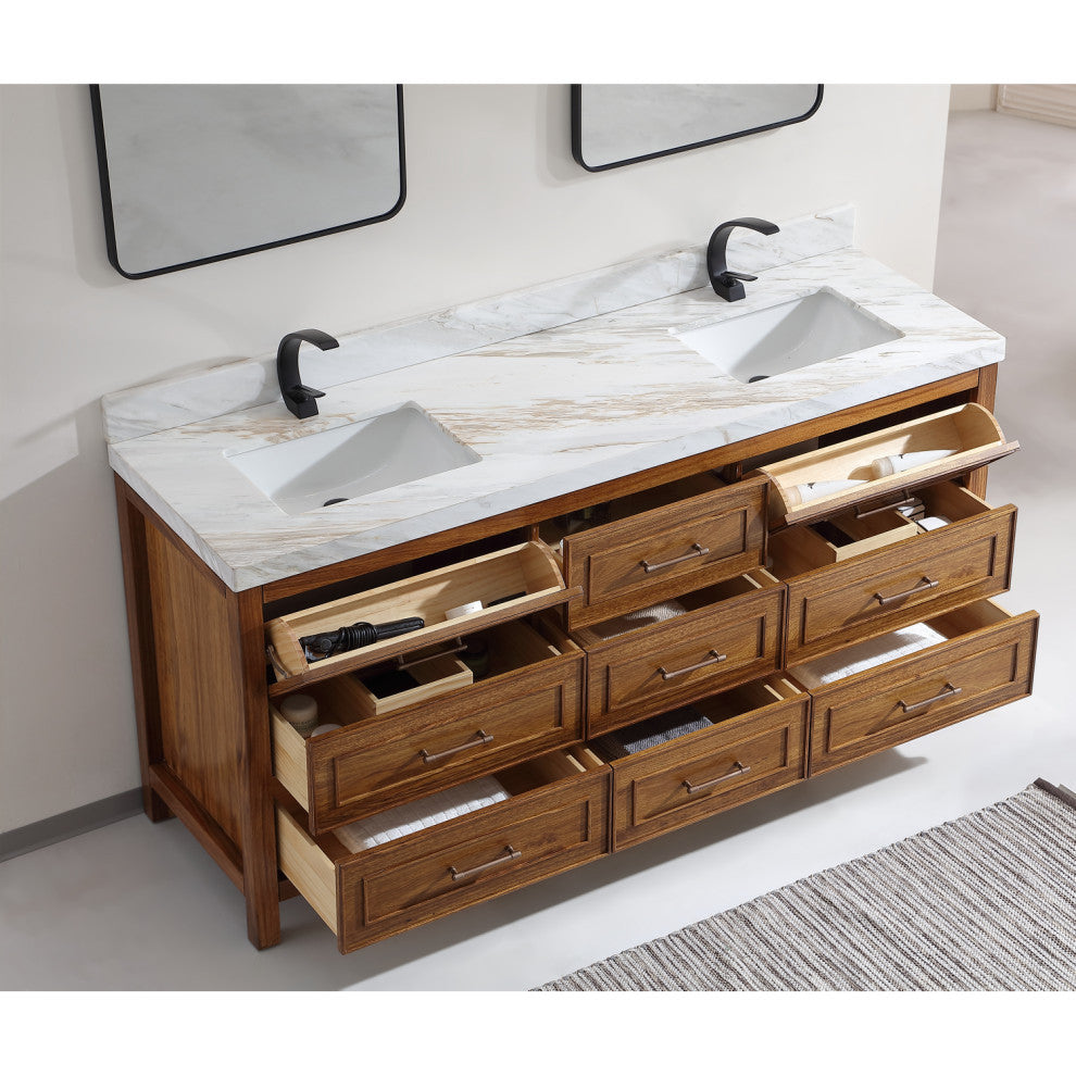 WK2428-72-EW-W Vanity With Mirror, Sconce and Faucet Included