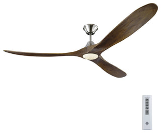 Maverick 3 Blade Outdoor Ceiling Fan Matte White Brushed Steel 70.00 Dark Walnut