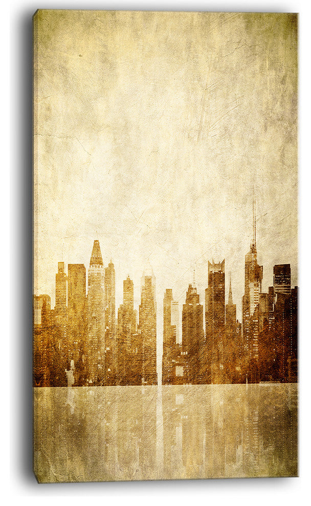 "New York Skyline Grunge View" Canvas Print