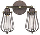 CHARLES Industrial-style 2 Light Rubbed Bronze Wall Sconce 12inches Wide