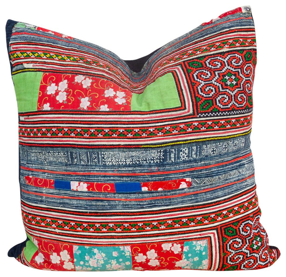 Large Antique Hmong Patch Pillow