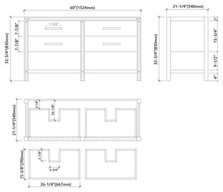 Rey 60" Double Bathroom Vanity Set, White