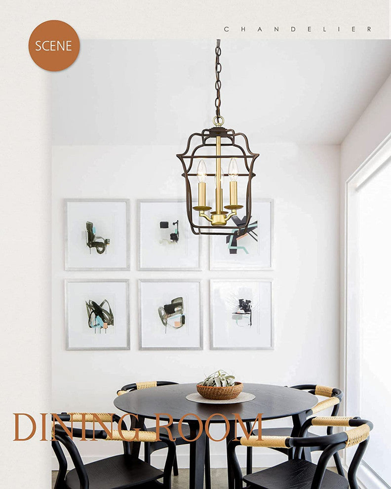 3 Light Lantern Pendant Light Fixture Farmhouse Cage Chandelier