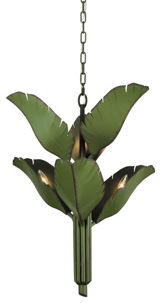 Banana Leaf 6-Lt Chandelier - Natural Green