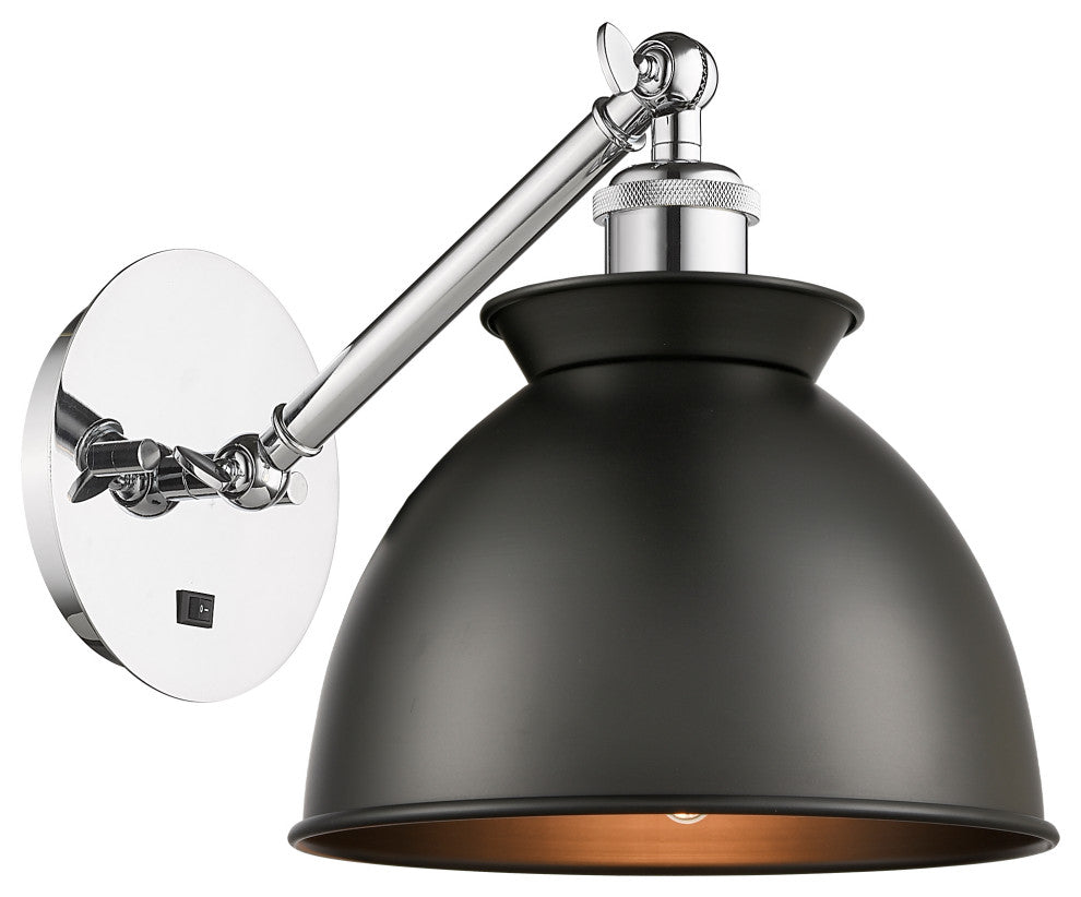 Innovations 317-1W-PC-M14-BK-LED Adirondack 1 Light Sconce, Polished Chrome