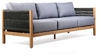 Sienna Outdoor Eucalyptus Sofa, Teak Finish With Gray Cushions