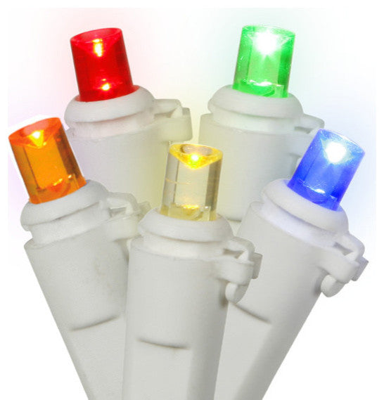 Multicolor LED Wide Angle Christmas Lights, White Wire, 60-Piece Set