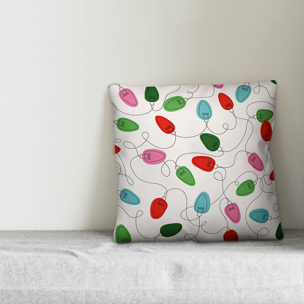 Festive Holiday Lights Throw Pillow, 18"x18"