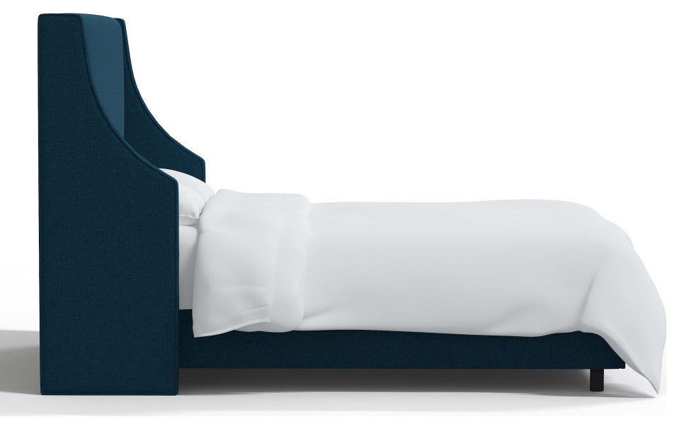 Fully Upholstered Wingback Bed, Zuma Navy, Full