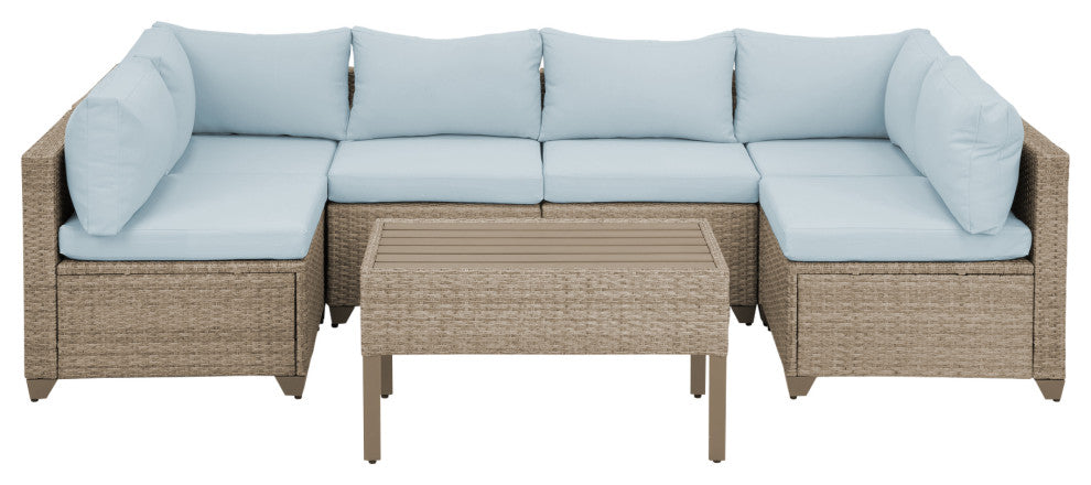 Maui 7-Piece Outdoor Conversation Set, Coffee Table, Sky Blue