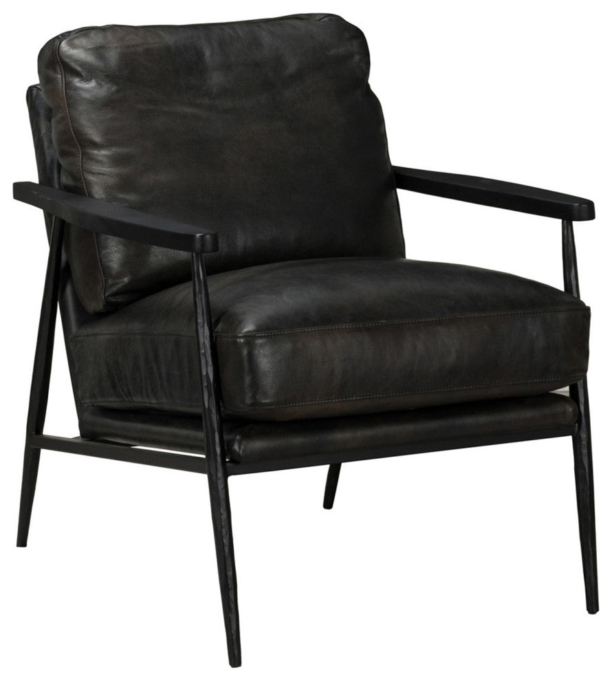 Charcoal Black Leather Club Chair