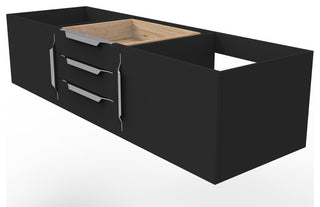 CastelloUSA Alpine 60" Wall Mounted Vanity, Base Only, Black, Brushed Nickel