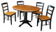 36" Round Extension Dining Table With 4 Madrid Chairs