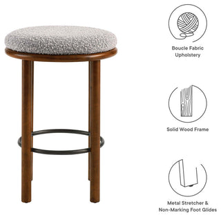 Fable Boucle Fabric Counter Stools - Set of 2 - Walnut Taupe