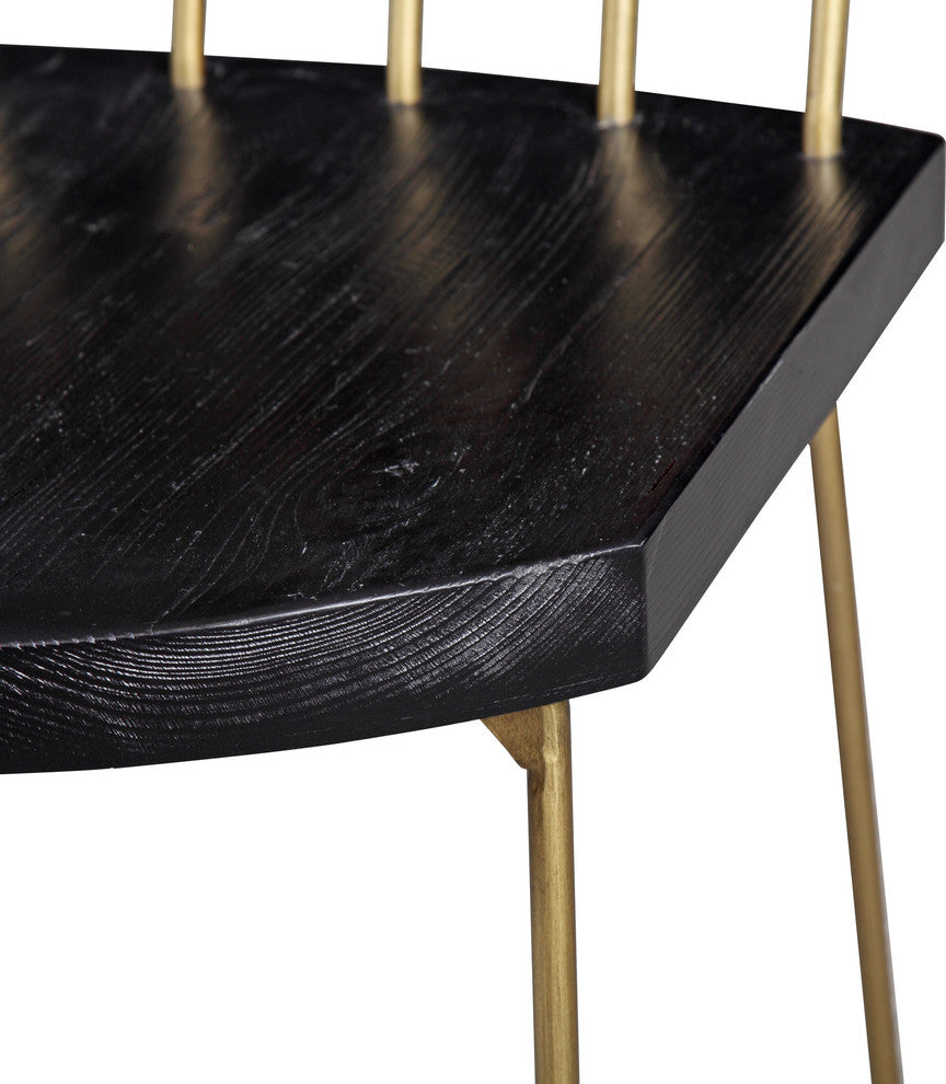 Madrid Pine Chair - Set of 2 - Matte Black with Brush Brass