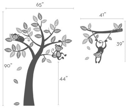 Three Monkey Tree and Branch Vine, Color Scheme A