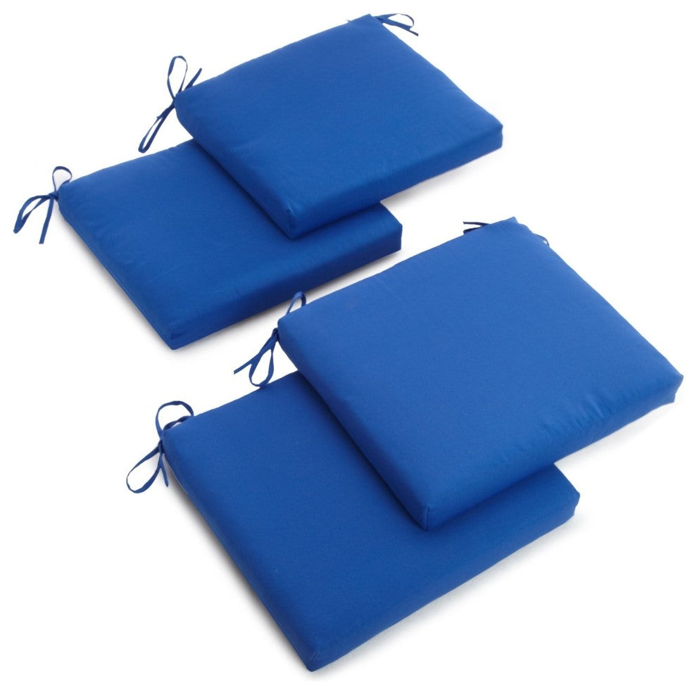 20"x19" Twill Chair Cushion, Set of 4, Royal Blue