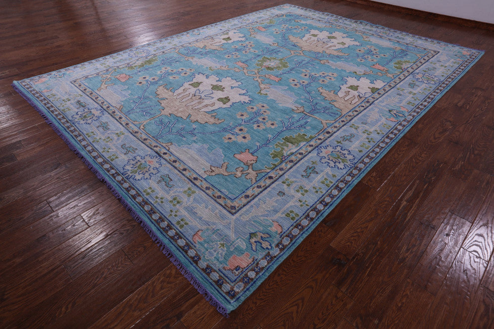 Turkish Oushak Handmade Wool Rug 10' 2" X 14' 1" - Q13562