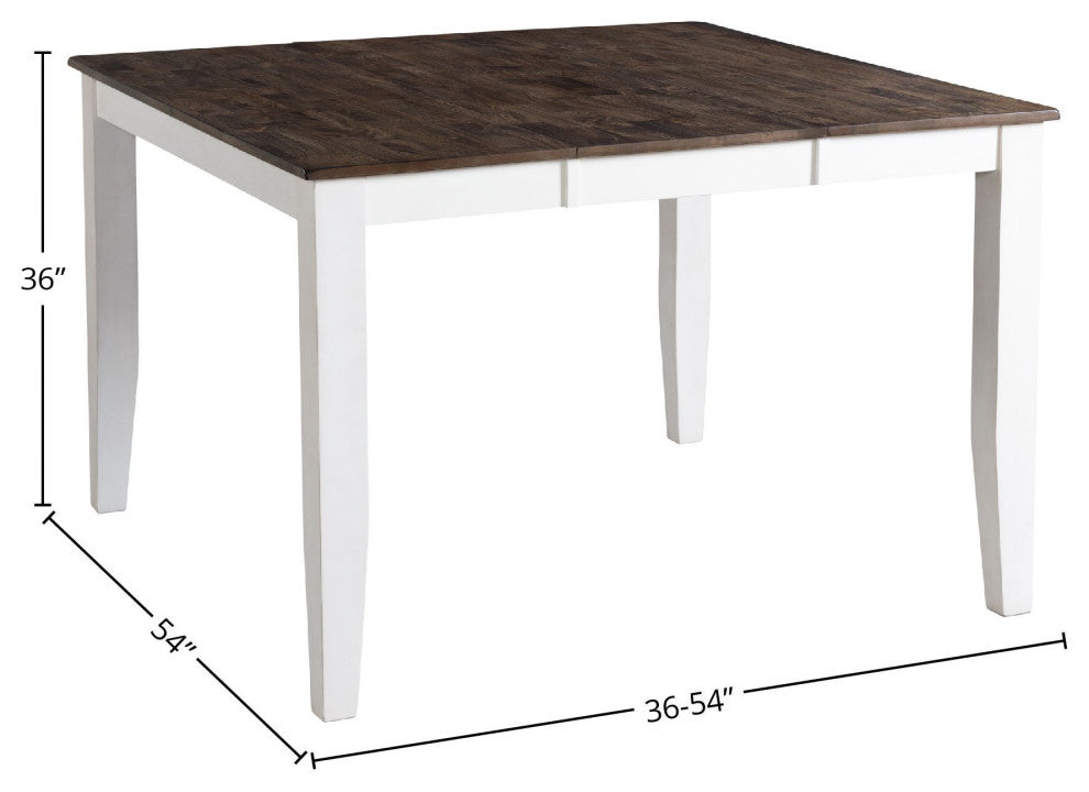 Kona 54" Gathering Table With Butterfly Leaf, Gray and White