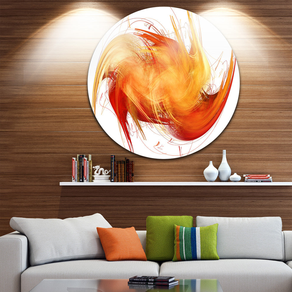 Brown Abstract Fractal Pattern, Abstract Disc Metal Artwork, 11"