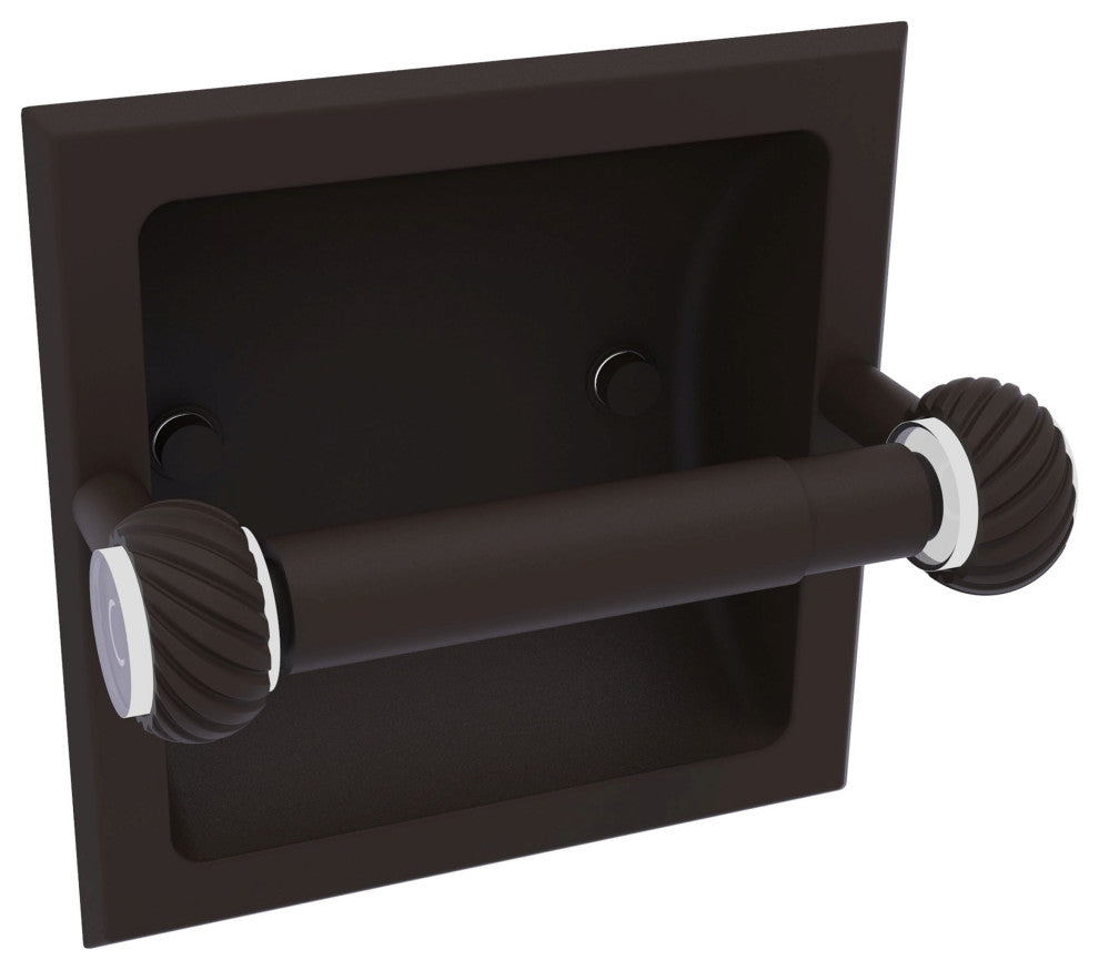 Clearview Recessed Toilet Paper Holder with Twisted Accents, Oil Rubbed Bronze