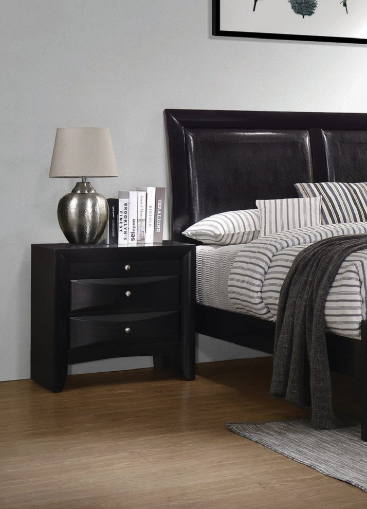 2 Drawers Wood Nightstand, Black